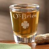 Personalized Shot Glasses Irish Shamrock Design